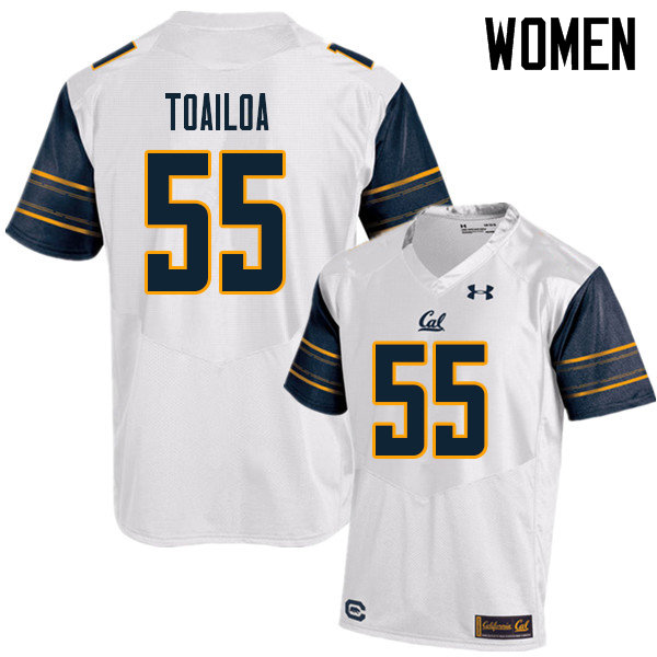 Women #55 Lone Toailoa Cal Bears UA College Football Jerseys Sale-White - Click Image to Close